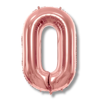 BALON FOLIOWY CYFRA 0 RÓŻOWE ZŁOTO DUŻA 86cm ROSE GOLD URODZINY ROCZNICA