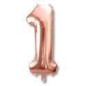 BALON FOLIOWY CYFRA 1 RÓŻOWE ZŁOTO DUŻA 86cm ROSE GOLD URODZINY ROCZNICA