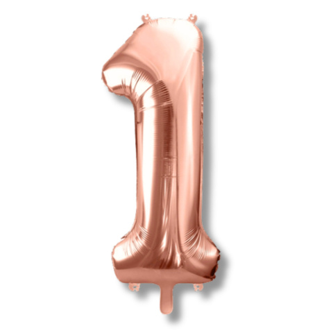 BALON FOLIOWY CYFRA 1 RÓŻOWE ZŁOTO DUŻA 86cm ROSE GOLD URODZINY ROCZNICA