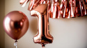 BALON FOLIOWY CYFRA 1 RÓŻOWE ZŁOTO DUŻA 86cm ROSE GOLD URODZINY ROCZNICA