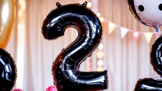 BALON FOLIOWY CYFRA 2 CZARNA DUŻA 86cm URODZINY ROCZNICA