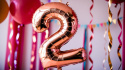 BALON FOLIOWY CYFRA 2 RÓŻOWE ZŁOTO DUŻA 86cm ROSE GOLD URODZINY ROCZNICA