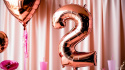 BALON FOLIOWY CYFRA 2 RÓŻOWE ZŁOTO DUŻA 86cm ROSE GOLD URODZINY ROCZNICA