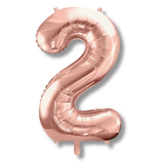BALON FOLIOWY CYFRA 2 RÓŻOWE ZŁOTO DUŻA 86cm ROSE GOLD URODZINY ROCZNICA