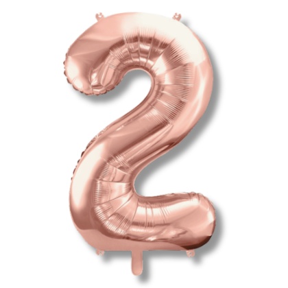 BALON FOLIOWY CYFRA 2 RÓŻOWE ZŁOTO DUŻA 86cm ROSE GOLD URODZINY ROCZNICA