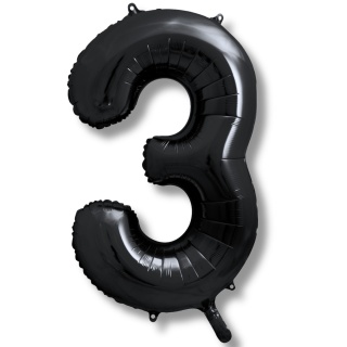 BALON FOLIOWY CYFRA 3 CZARNA DUŻA 86cm URODZINY ROCZNICA