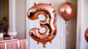 BALON FOLIOWY CYFRA 3 RÓŻOWE ZŁOTO DUŻA 86cm ROSE GOLD URODZINY ROCZNICA