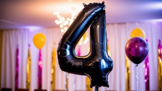 BALON FOLIOWY CYFRA 4 CZARNA DUŻA 86cm URODZINY ROCZNICA