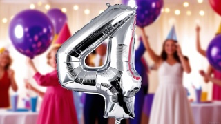 BALON FOLIOWY CYFRA 4 SREBRNE DUŻA 86cm URODZINY ROCZNICA