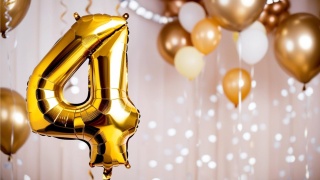 BALON FOLIOWY CYFRA 4 ZŁOTA DUŻA 86cm URODZINY ROCZNICA