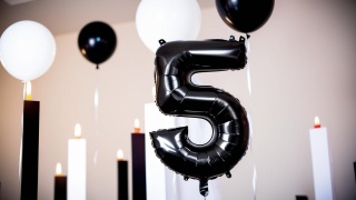 BALON FOLIOWY CYFRA 5 CZARNA DUŻA 86cm URODZINY ROCZNICA