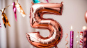 BALON FOLIOWY CYFRA 5 RÓŻOWE ZŁOTO DUŻA 86cm ROSE GOLD URODZINY ROCZNICA