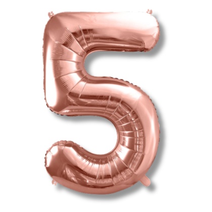 BALON FOLIOWY CYFRA 5 RÓŻOWE ZŁOTO DUŻA 86cm ROSE GOLD URODZINY ROCZNICA