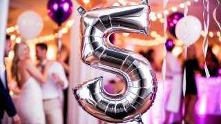 BALON FOLIOWY CYFRA 5 SREBRNA DUŻA 86cm URODZINY ROCZNICA