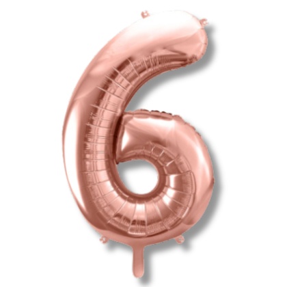 BALON FOLIOWY CYFRA 6 RÓŻOWE ZŁOTO DUŻA 86cm ROSE GOLD URODZINY ROCZNICA