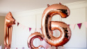 BALON FOLIOWY CYFRA 6 RÓŻOWE ZŁOTO DUŻA 86cm ROSE GOLD URODZINY ROCZNICA
