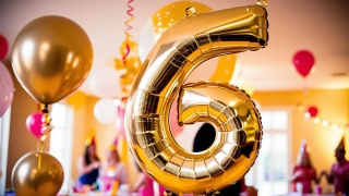 BALON FOLIOWY CYFRA 6 ZŁOTA DUŻA 86cm URODZINY ROCZCNICA
