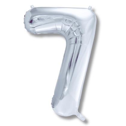 BALON FOLIOWY CYFRA 7 SREBRNA DUŻA 86cm URODZINY ROCZNICA
