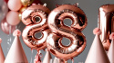 BALON FOLIOWY CYFRA 8 RÓŻOWE ZŁOTO DUŻA 86cm ROSE GOLD URODZINY ROCZNICA