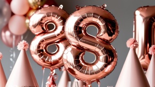 BALON FOLIOWY CYFRA 8 RÓŻOWE ZŁOTO DUŻA 86cm ROSE GOLD URODZINY ROCZNICA