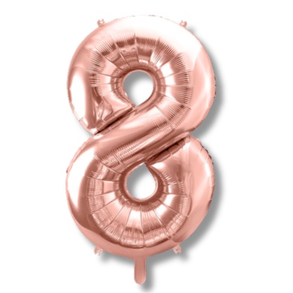 BALON FOLIOWY CYFRA 8 RÓŻOWE ZŁOTO DUŻA 86cm ROSE GOLD URODZINY ROCZNICA