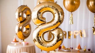 BALON FOLIOWY CYFRA 8 ZŁOTA DUŻA 86cm URODZINY ROCZNICA