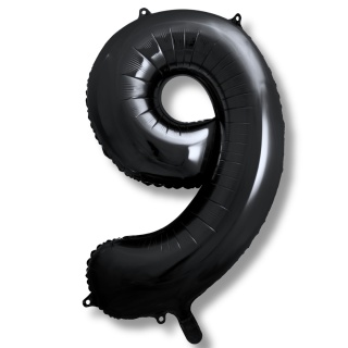 BALON FOLIOWY CYFRA 9 CZARNA DUŻA 86cm URODZINY ROCZNICA