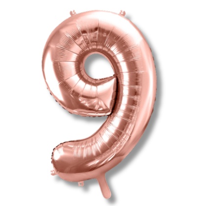 BALON FOLIOWY CYFRA 9 RÓŻOWE ZŁOTO DUŻA 86cm ROSE GOLD URODZINY ROCZNICA