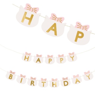 BANER URODZINOWY KOTKI GIRLANDA HAPPY BIRTHDAY