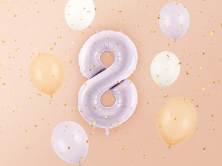 FOLIOWY BALON CYFRA 8 JASNY FIOLETOWY 72cm URODZINY HEL/POWIETRZE