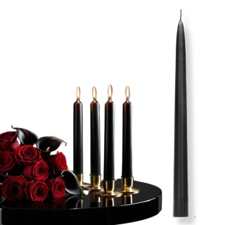 ŚWIECA STOŻKOWA CZARNA MATOWA 24cm 1szt. ŚWIECA STOŁOWA