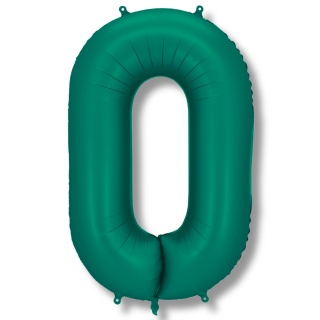 BALON CYFRA 0 ZIELONA DUŻA 86cm BUTELKOWA ZIELEŃ MAT