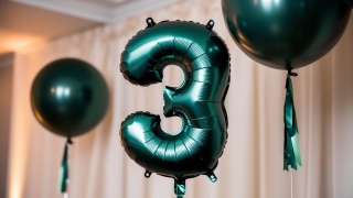 BALON CYFRA 3 ZIELONA DUŻA 86cm BUTELKOWA ZIELEŃ MAT