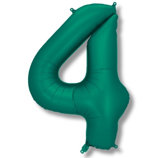 BALON CYFRA 4 ZIELONA DUŻA 86cm BUTELKOWA ZIELEŃ MAT