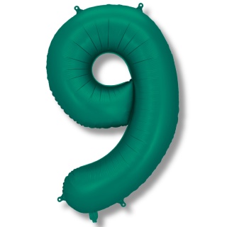 BALON CYFRA 9 ZIELONA DUŻA 86cm BUTELKOWA ZIELEŃ MAT