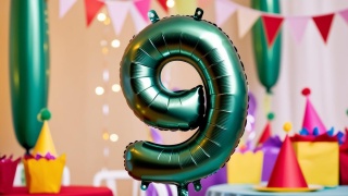 BALON CYFRA 9 ZIELONA DUŻA 86cm BUTELKOWA ZIELEŃ MAT