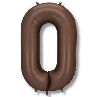 BALON FOLIOWY CYFRA 0 MOCCA DUŻA 86cm SATYNOWY BRĄZ
