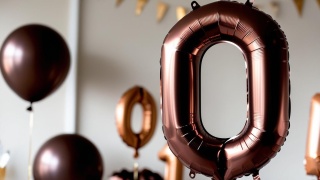 BALON FOLIOWY CYFRA 0 MOCCA DUŻA 86cm SATYNOWY BRĄZ