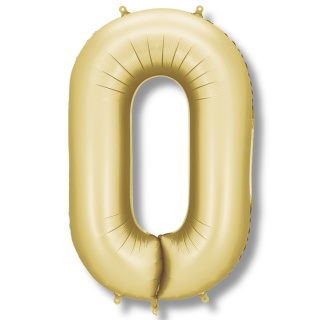 BALON FOLIOWY CYFRA 0 SATYNOWA ZŁOTA DUŻA 86cm URODZINY