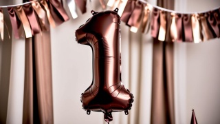 BALON FOLIOWY CYFRA 1 MOCCA DUŻA 86cm SATYNOWY BRĄZ
