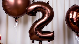 BALON FOLIOWY CYFRA 2 MOCCA DUŻA 86cm SATYNOWY BRĄZ