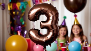 BALON FOLIOWY CYFRA 3 MOCCA DUŻA 86cm SATYNOWY BRĄZ