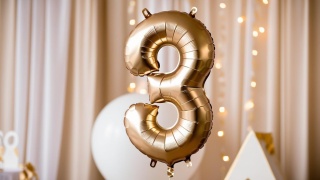 BALON FOLIOWY CYFRA 3 SATYNOWA ZŁOTA DUŻA 86cm URODZINY