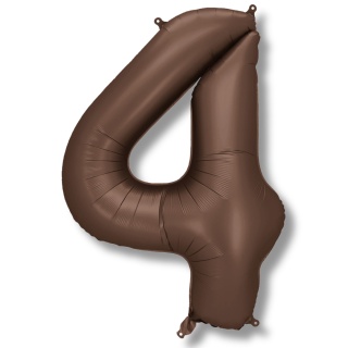 BALON FOLIOWY CYFRA 4 MOCCA DUŻA 86cm SATYNOWY BRĄZ