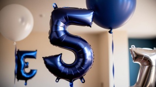 BALON FOLIOWY CYFRA 5 GRANATOWA DUŻA 86cm SATYNOWA MAT