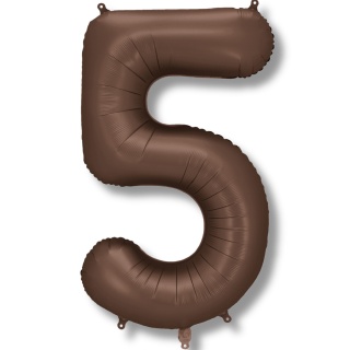 BALON FOLIOWY CYFRA 5 MOCCA DUŻA 86cm SATYNOWY BRĄZ