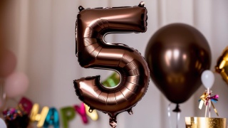 BALON FOLIOWY CYFRA 5 MOCCA DUŻA 86cm SATYNOWY BRĄZ