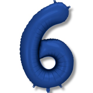 BALON FOLIOWY CYFRA 6 GRANATOWA DUŻA 86cm SATYNOWA MAT