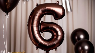 BALON FOLIOWY CYFRA 6 MOCCA DUŻA 86cm SATYNOWY BRĄZ