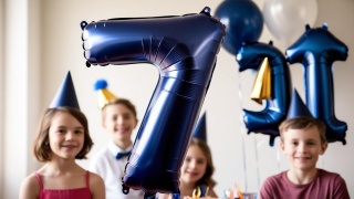 BALON FOLIOWY CYFRA 7 GRANATOWA DUŻA 86cm SATYNOWA MAT